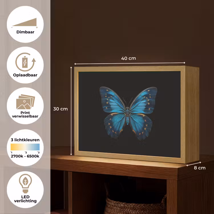 Lightbox - Wandlamp - Vlinder - Blauw - Contrast — 10