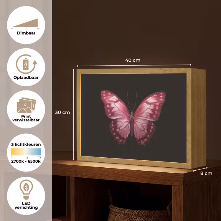 Lightbox - Wandlamp - Vlinder - Fuchsia - Grafisch — 10