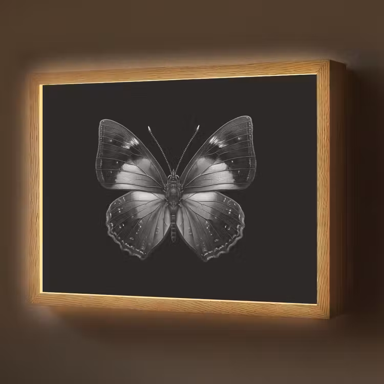 Lightbox - Wandlamp - Vlinder - Grijs - Mysterieus — 1