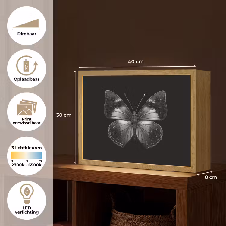 Lightbox - Wandlamp - Vlinder - Grijs - Mysterieus — 10