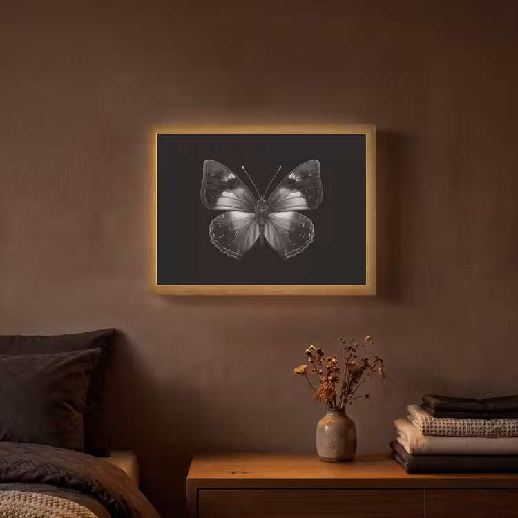 Lightbox - Wandlamp - Vlinder - Grijs - Mysterieus — 3