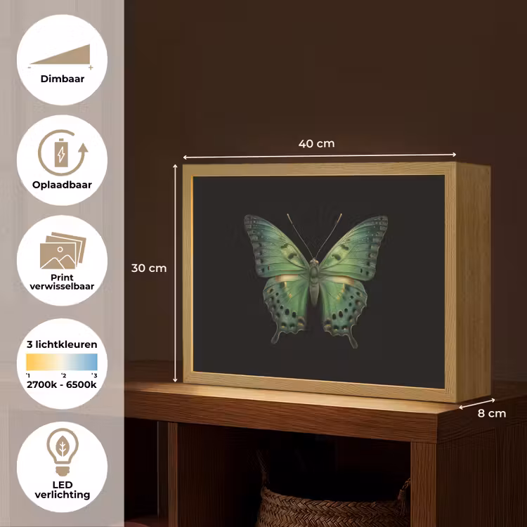Lightbox - Wandlamp - Vlinder - Groen - Diepte — 10