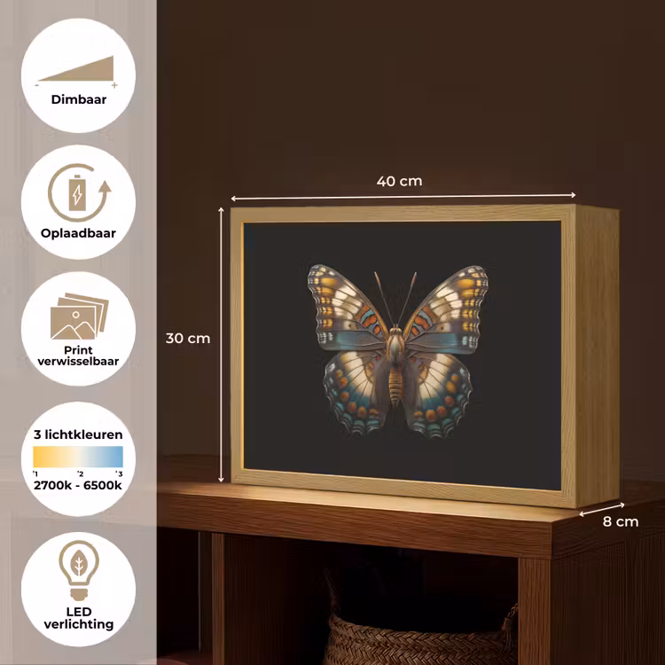 Lightbox - Wandlamp - Vlinder - Kleurrijk - mozaïekachtig — 10