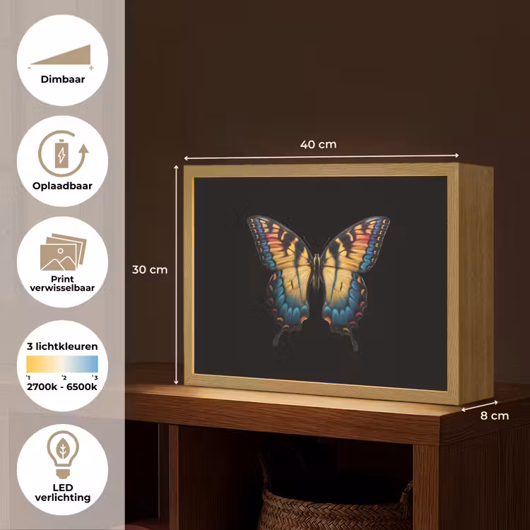 Lightbox - Wandlamp - Vlinder - Kleurrijk - Speels — 10
