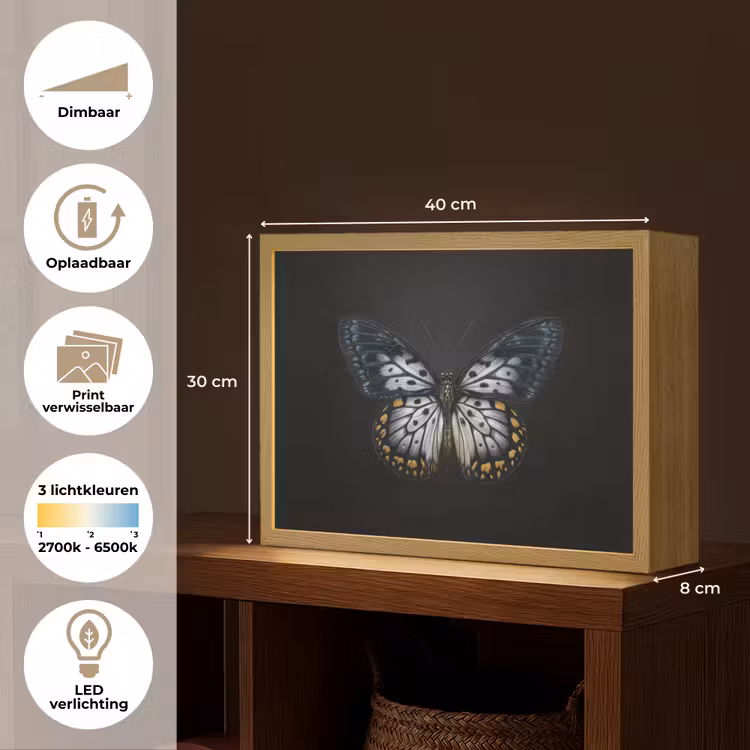 Lightbox - Wandlamp - Vlinder - Monochroom - Balans — 10