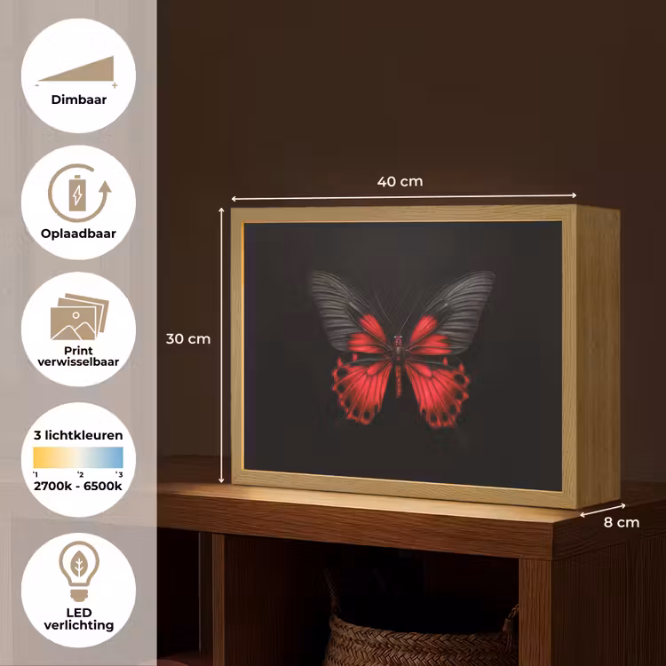 Lightbox - Wandlamp - Vlinder - Rood - Contrast — 10