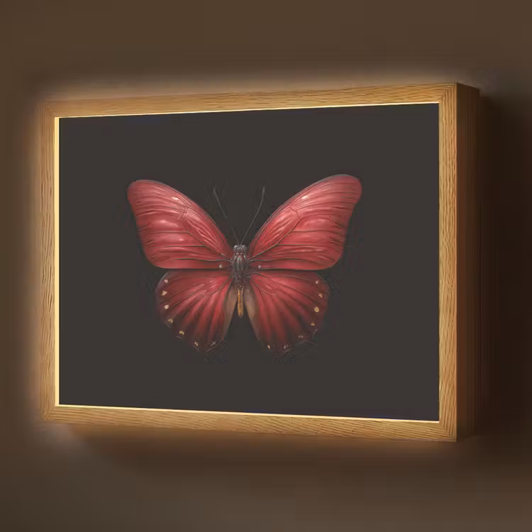 Lightbox - Wandlamp - Vlinder - Rood - Minimalistisch — 1