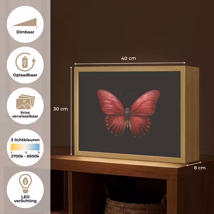 Lightbox - Wandlamp - Vlinder - Rood - Minimalistisch — 10