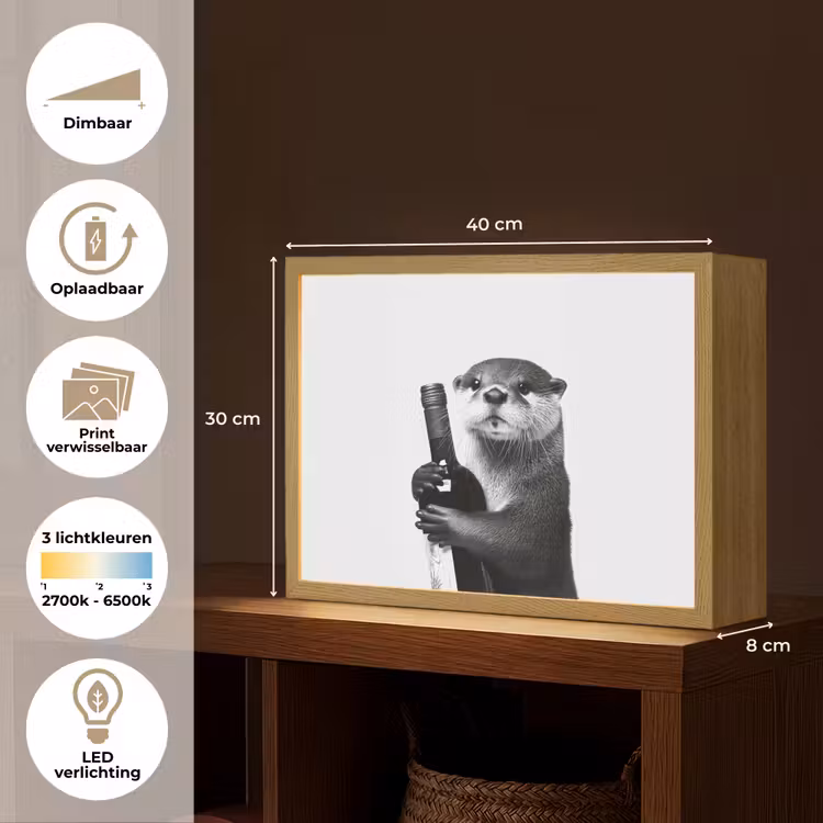 Lightbox - Wandlamp - Wijnfles - Otter - Zwart — 10