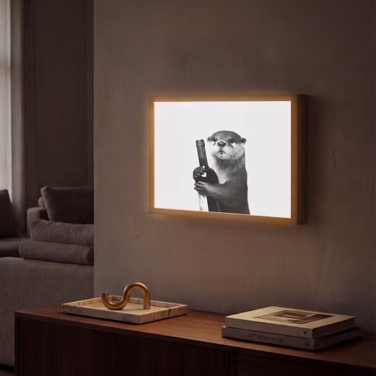 Lightbox - Wandlamp - Wijnfles - Otter - Zwart — 2