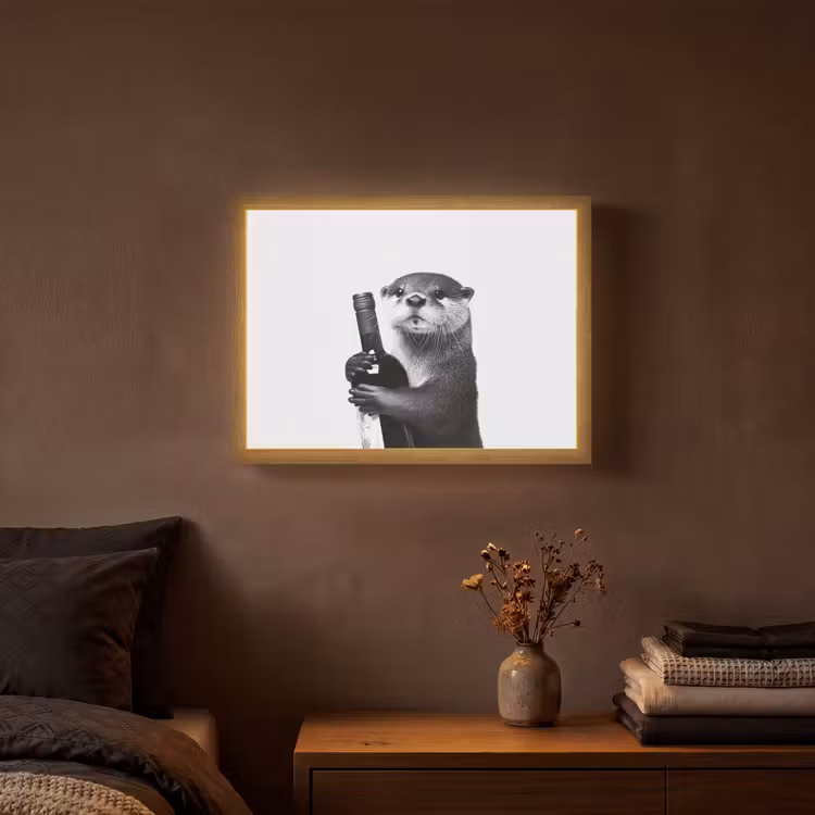 Lightbox - Wandlamp - Wijnfles - Otter - Zwart — 3