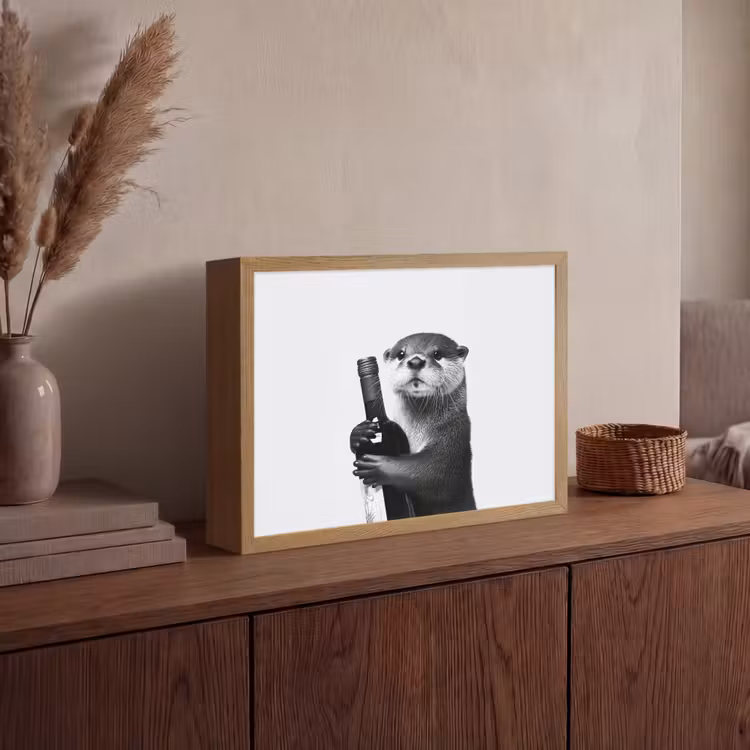 Lightbox - Wandlamp - Wijnfles - Otter - Zwart — 4