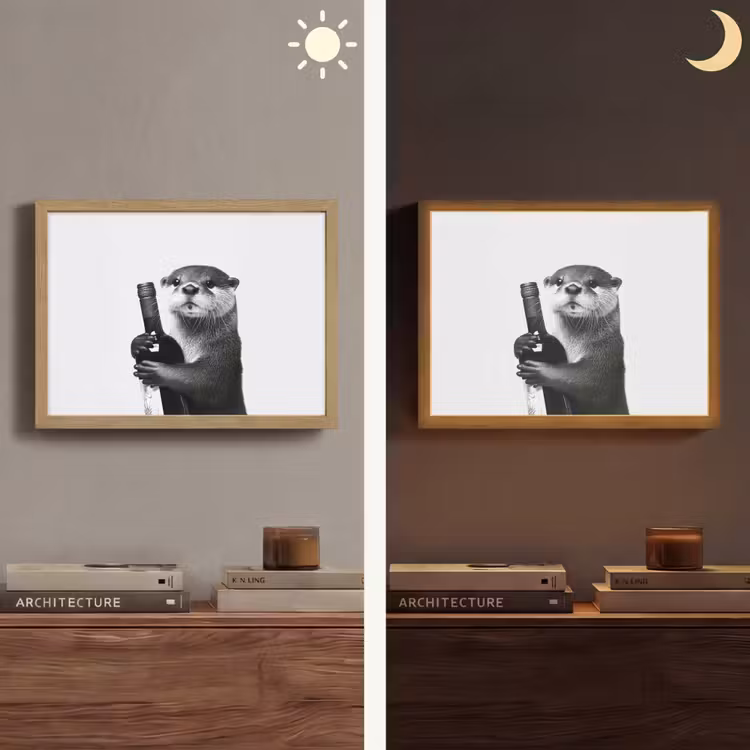 Lightbox - Wandlamp - Wijnfles - Otter - Zwart — 6