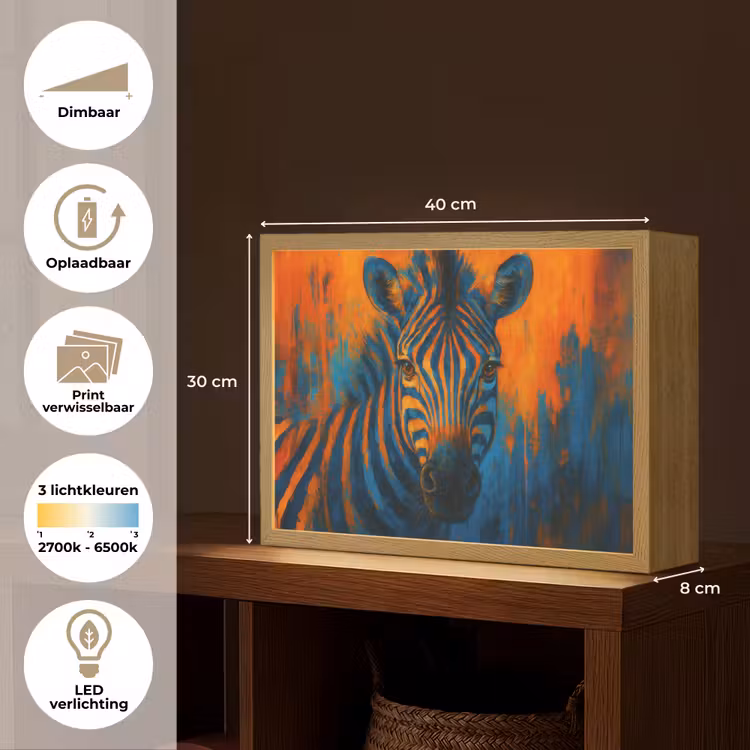 Lightbox - Wandlamp - Zebra - Abstract - Blauw — 10