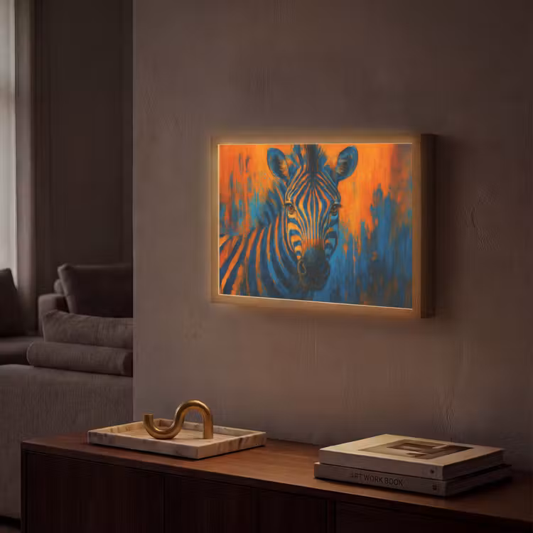 Lightbox - Wandlamp - Zebra - Abstract - Blauw — 2
