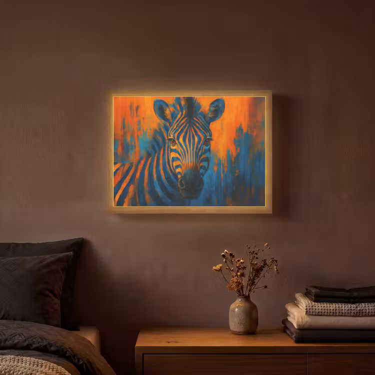 Lightbox - Wandlamp - Zebra - Abstract - Blauw — 3