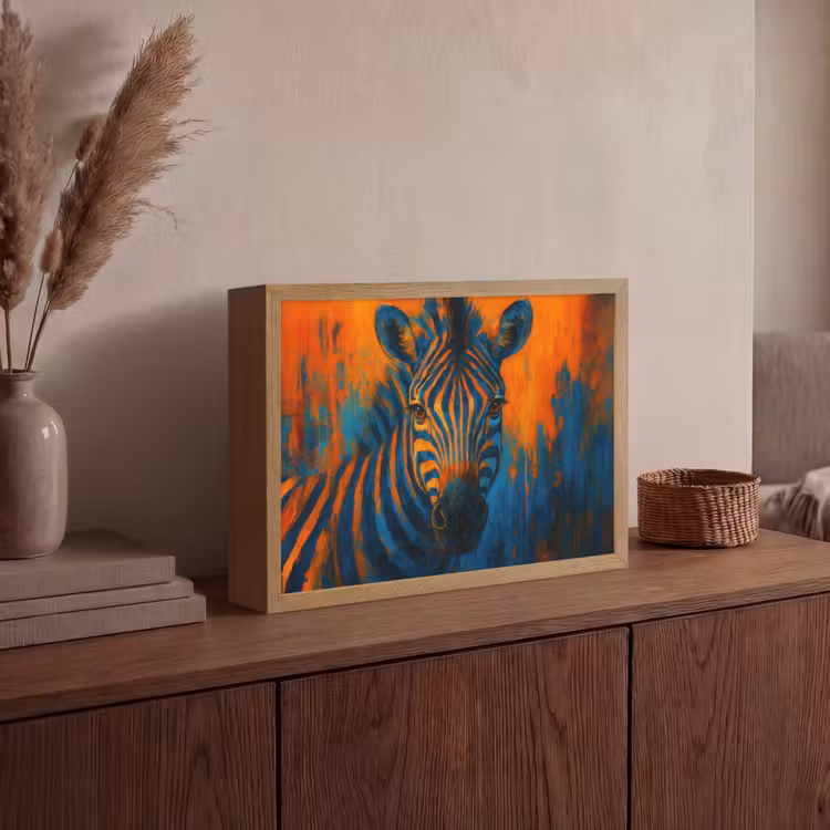 Lightbox - Wandlamp - Zebra - Abstract - Blauw — 4