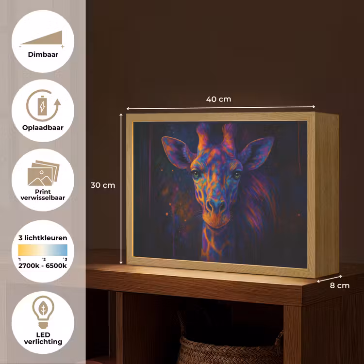 Lightbox - Wandlamp - Giraffe - Gekleurd - Verfspatten — 10