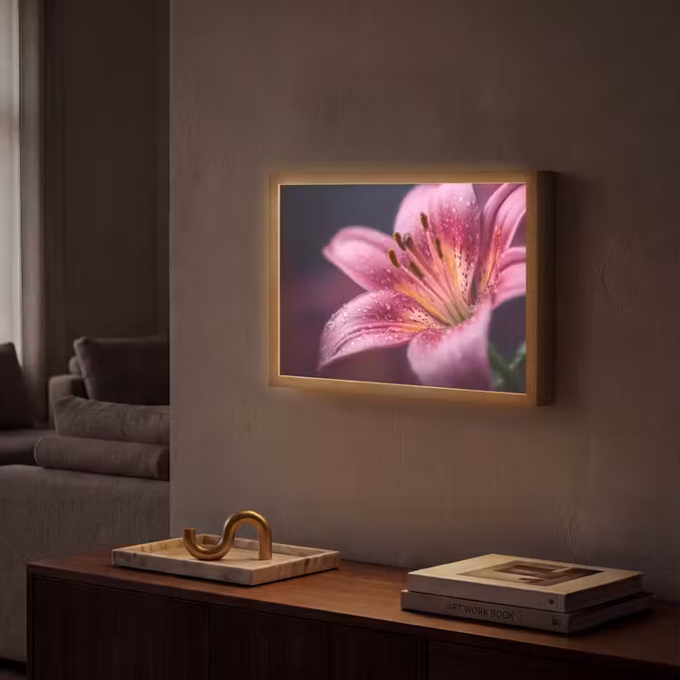 Lightbox - Wandlamp - Roze - lelie - Dauwdruppels — 2