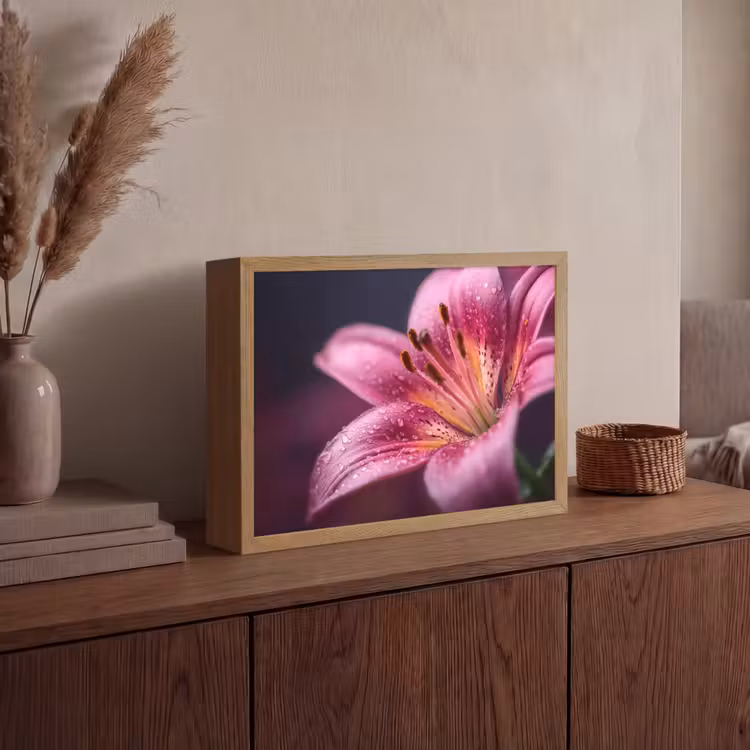 Lightbox - Wandlamp - Roze - lelie - Dauwdruppels — 4