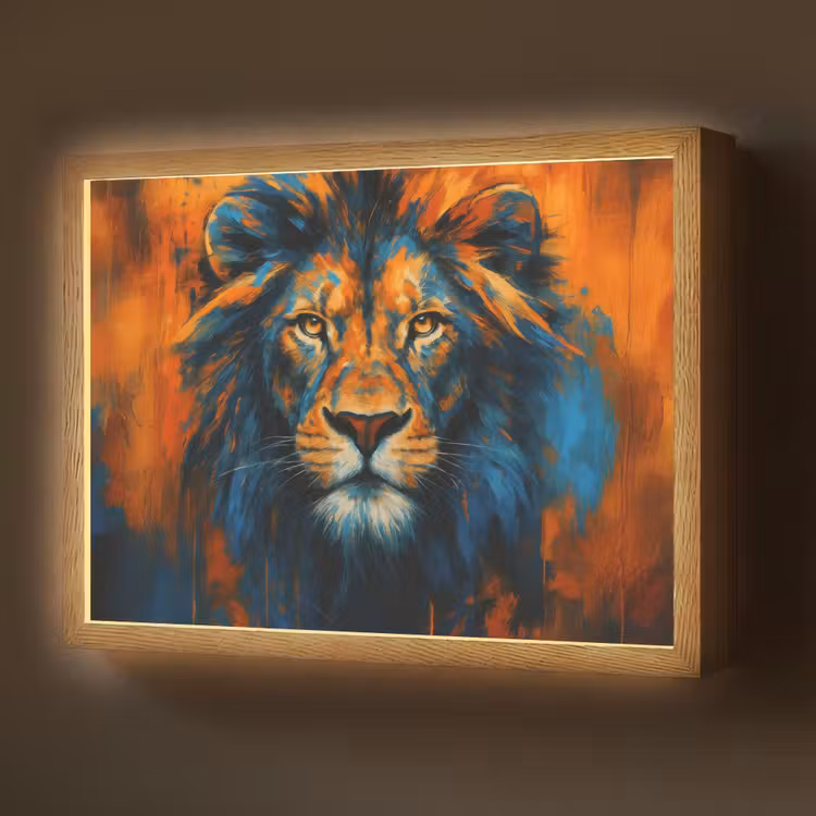 Lightbox - Wandlamp - Schilderij - Leeuwenkop - Oranje — 1