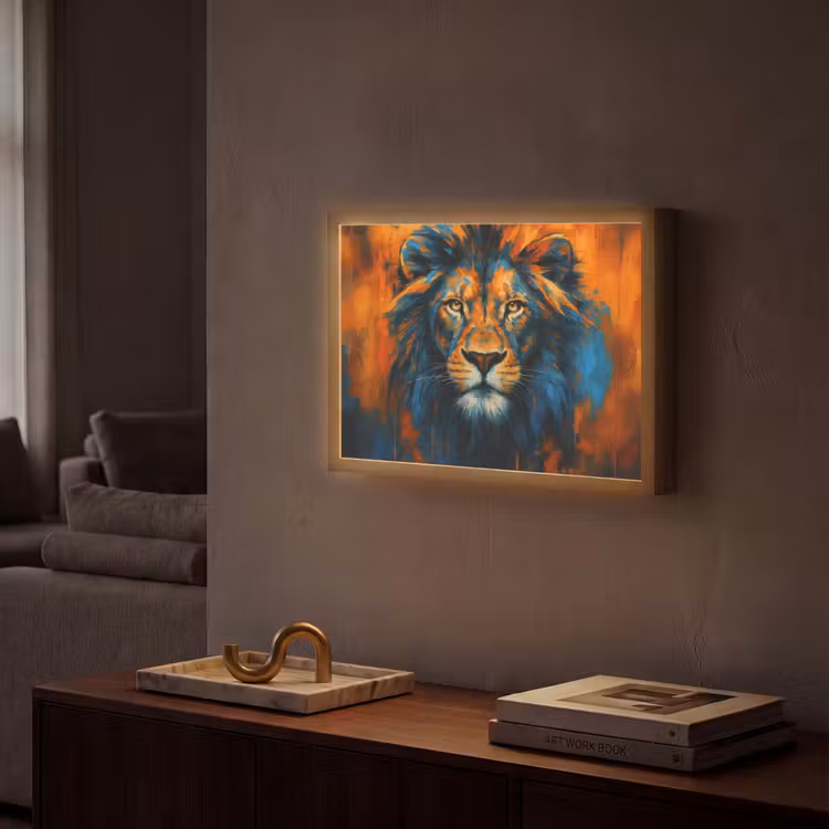 Lightbox - Wandlamp - Schilderij - Leeuwenkop - Oranje — 2