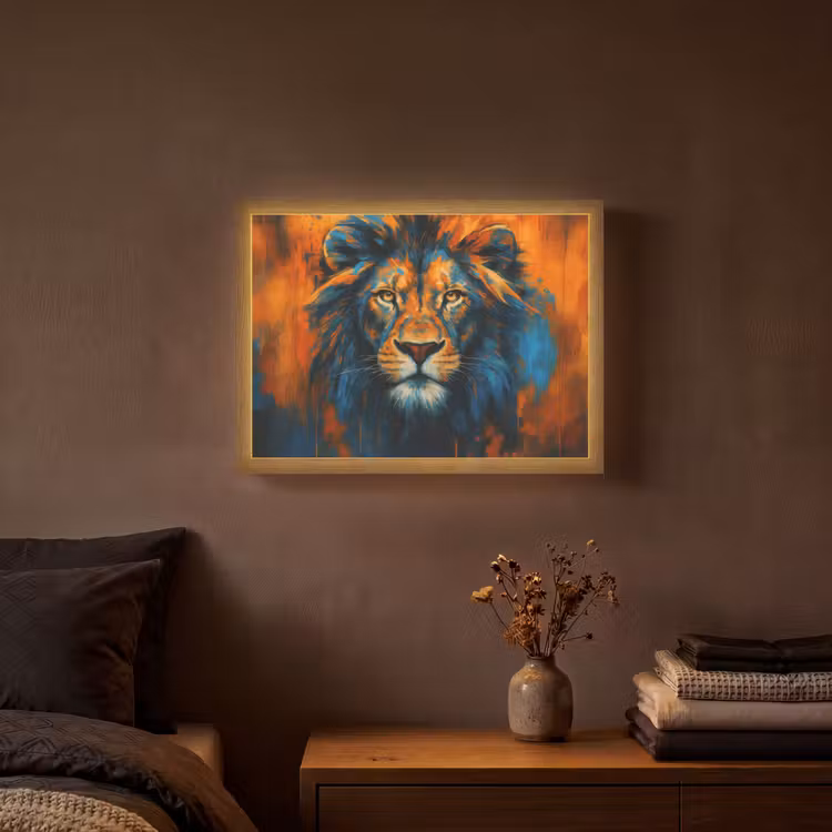 Lightbox - Wandlamp - Schilderij - Leeuwenkop - Oranje — 3