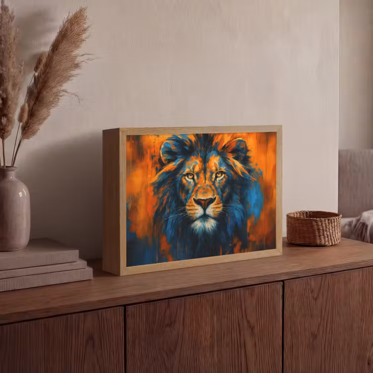 Lightbox - Wandlamp - Schilderij - Leeuwenkop - Oranje — 4