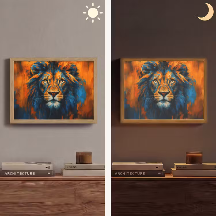 Lightbox - Wandlamp - Schilderij - Leeuwenkop - Oranje — 6