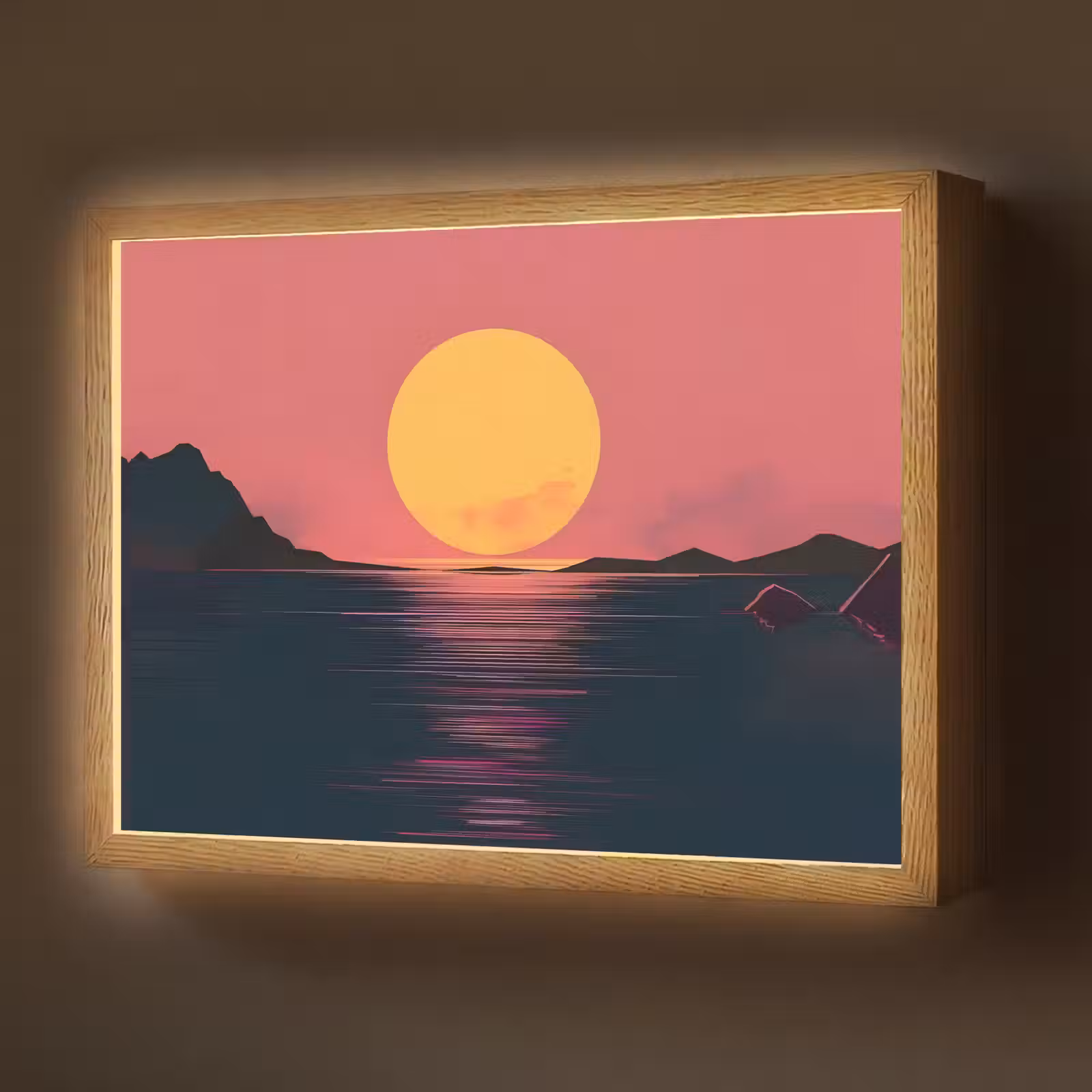 Lightbox - Wandlamp - Zon - Geel - Bergen - Water — 1
