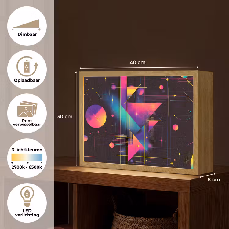 Lightbox - Wandlamp - Driehoeken - Cirkels - Abstract - Sterren — 10