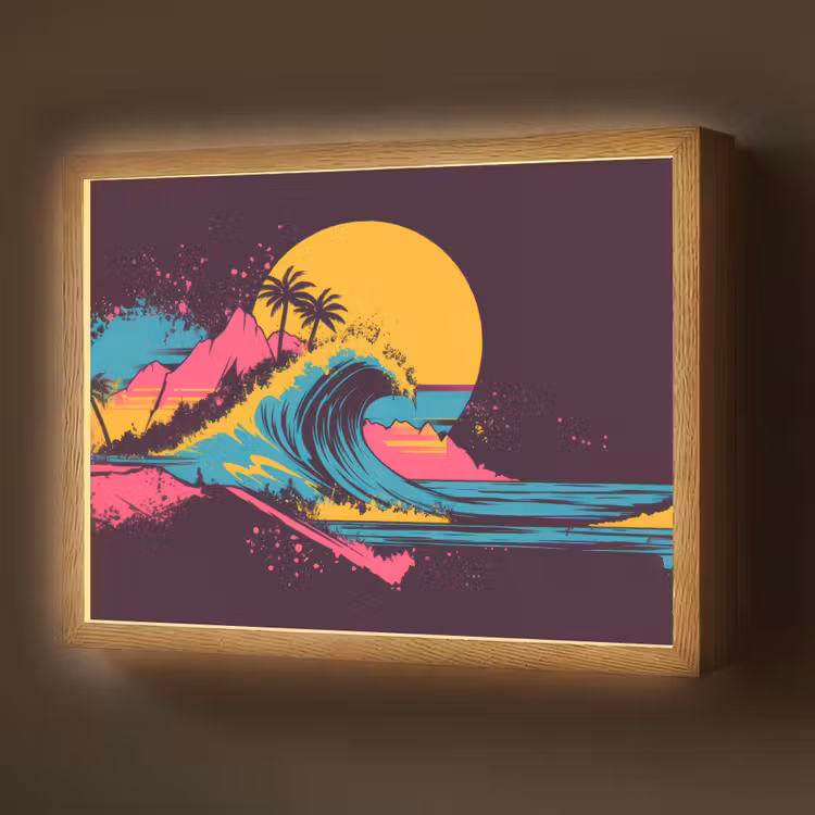 Lightbox - Wandlamp - Golf - Kleurrijk - Zon - Palmbomen — 1