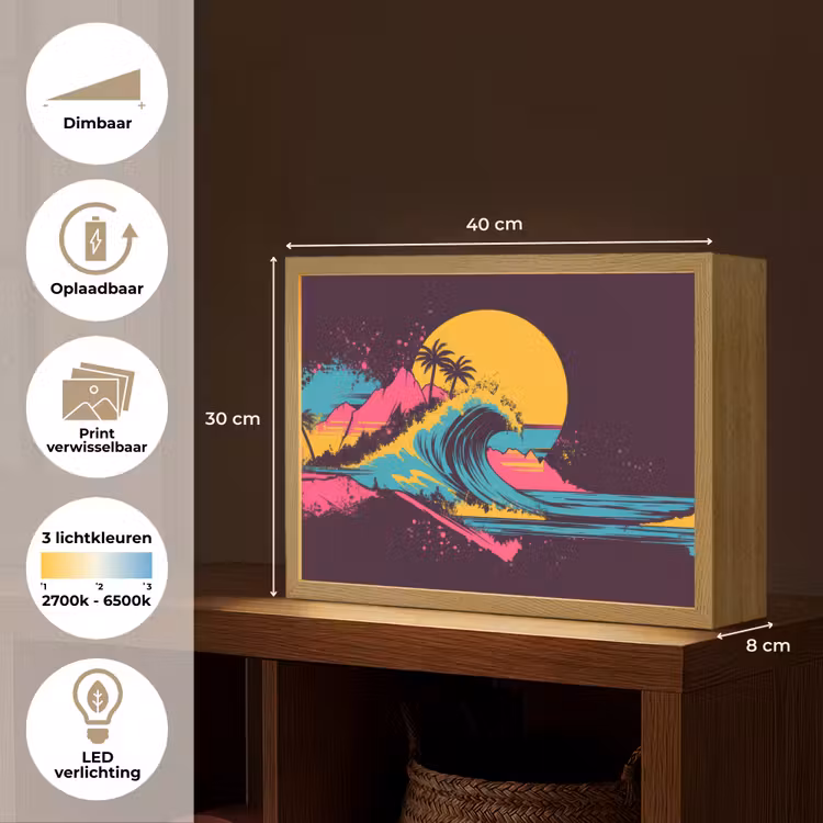 Lightbox - Wandlamp - Golf - Kleurrijk - Zon - Palmbomen — 10