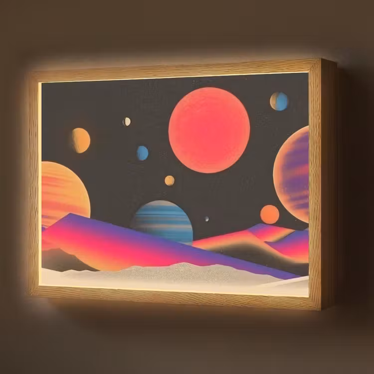 Lightbox - Wandlamp - Hemel - Planeten - Felgekleurd — 1