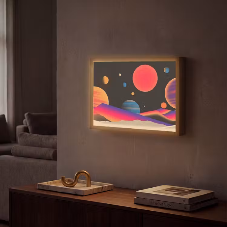 Lightbox - Wandlamp - Hemel - Planeten - Felgekleurd — 2