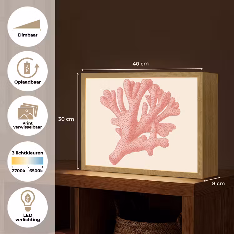 Lightbox - Wandlamp - Koraal - Stipjes - Roze — 10