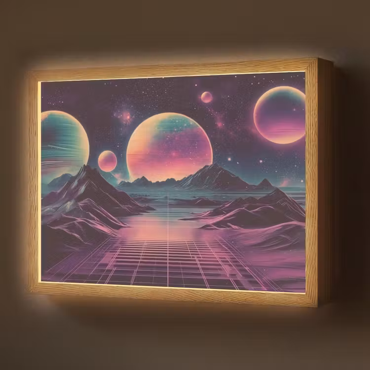 Lightbox - Wandlamp - Landschap - Planeten - Horizon - Paars — 1