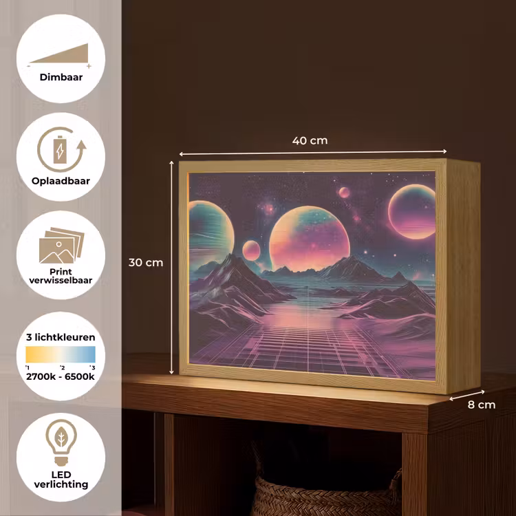 Lightbox - Wandlamp - Landschap - Planeten - Horizon - Paars — 10