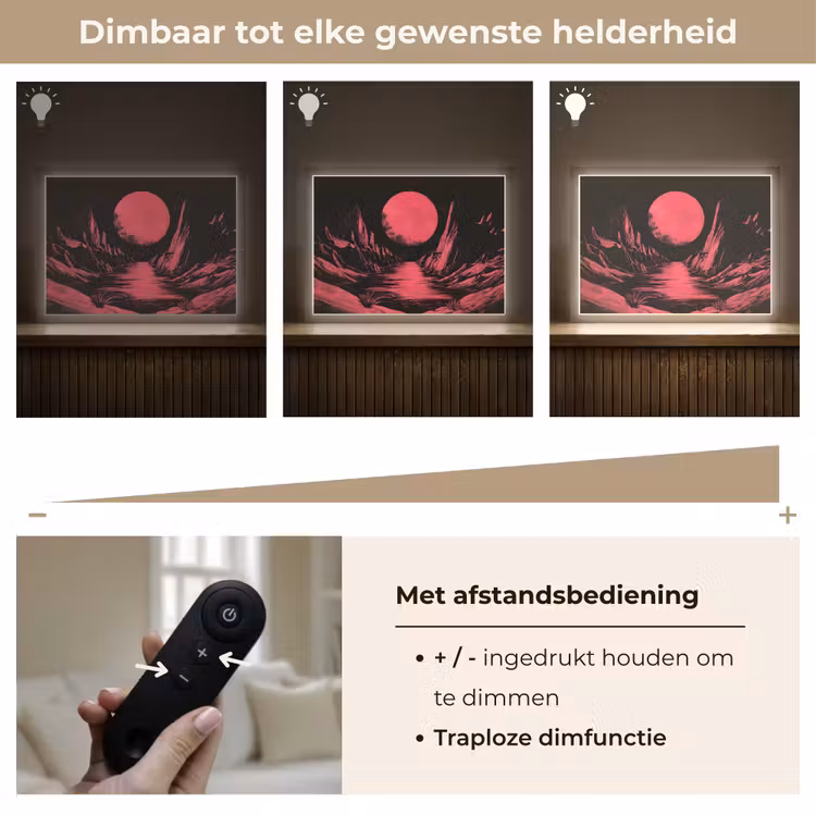 Lightbox - Wandlamp - Maan - Felroze - Bergen - Rivier — 9
