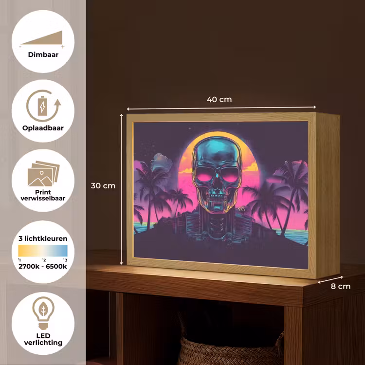Lightbox - Wandlamp - Palmbomen - Hoofd - Metallic - Zonsondergang — 10