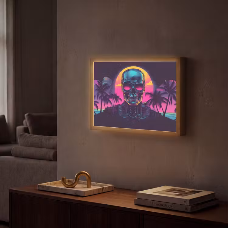 Lightbox - Wandlamp - Palmbomen - Hoofd - Metallic - Zonsondergang — 2