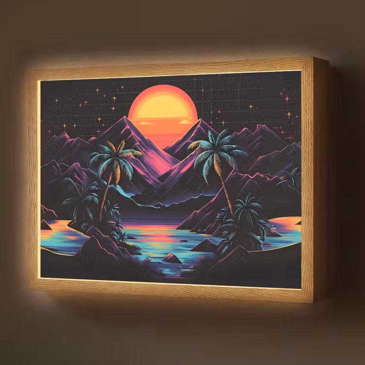 Lightbox - Wandlamp - Palmbomen - Neonbergen - Sterrenhemel - Zon — 1