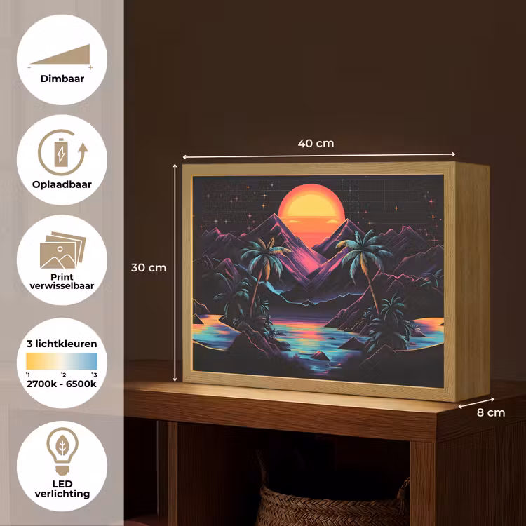 Lightbox - Wandlamp - Palmbomen - Neonbergen - Sterrenhemel - Zon — 10