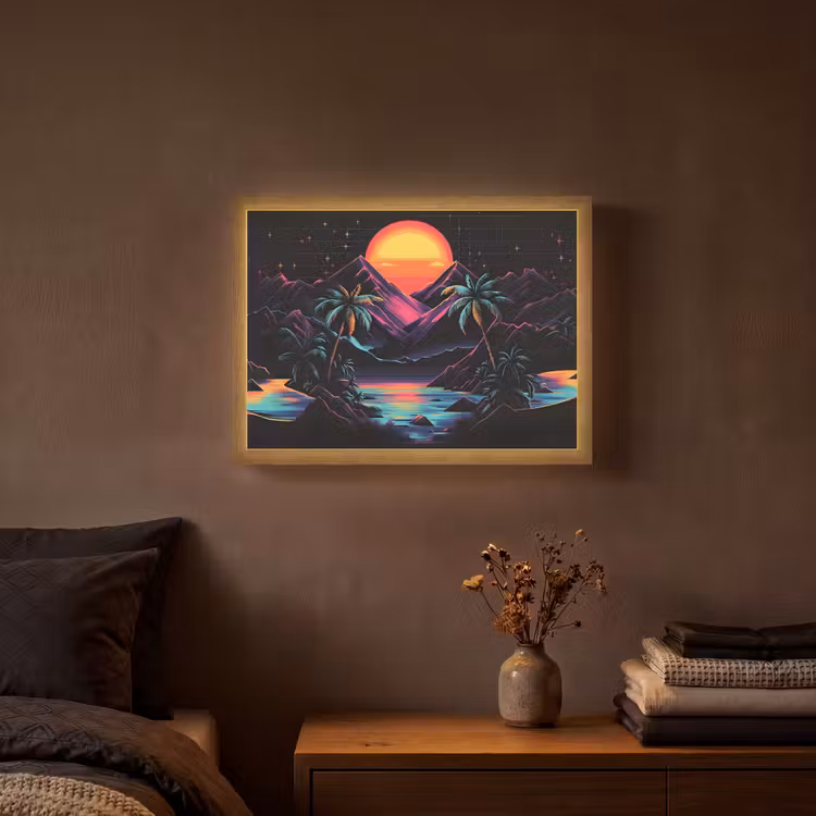 Lightbox - Wandlamp - Palmbomen - Neonbergen - Sterrenhemel - Zon — 3