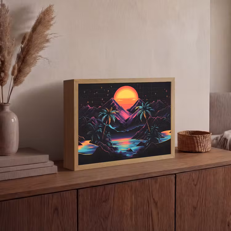 Lightbox - Wandlamp - Palmbomen - Neonbergen - Sterrenhemel - Zon — 4