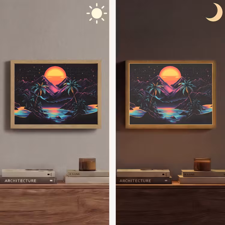 Lightbox - Wandlamp - Palmbomen - Neonbergen - Sterrenhemel - Zon — 6