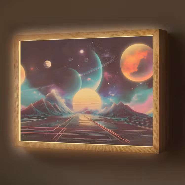 Lightbox - Wandlamp - Planeten - Neon - Berglandschap - Zon — 1