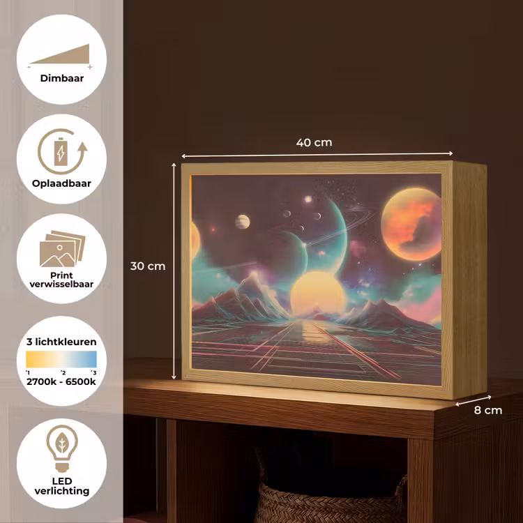Lightbox - Wandlamp - Planeten - Neon - Berglandschap - Zon — 10