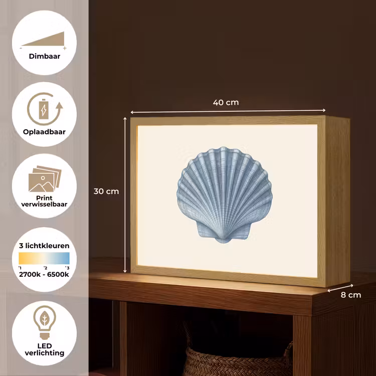 Lightbox - Wandlamp - Ribbels - Blauw - Schelp — 10