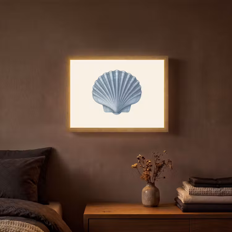 Lightbox - Wandlamp - Ribbels - Blauw - Schelp — 3